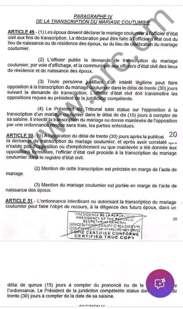 Actualité: Le mariage coutumier obtient une valeur juridique au Cameroun.