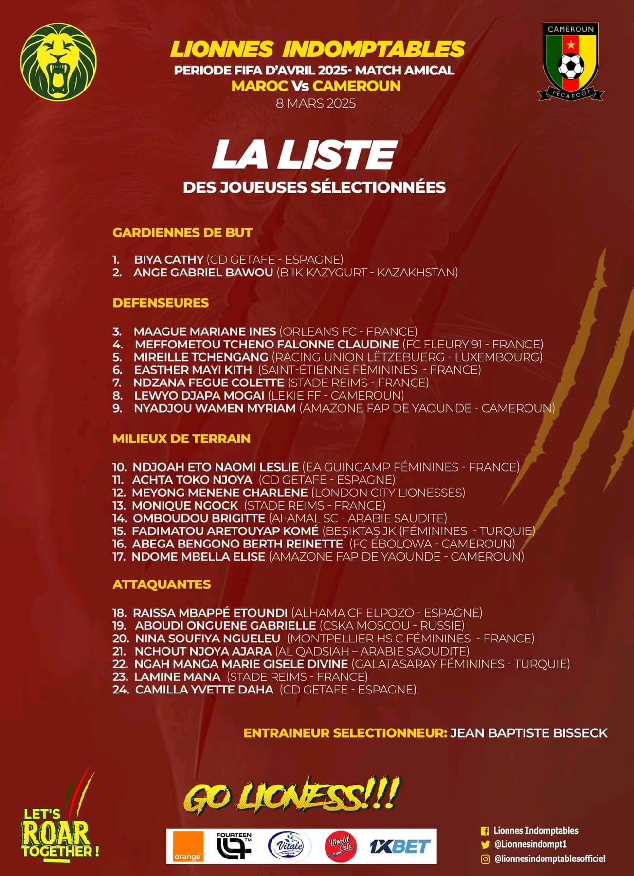 Lionnes indomptables : la surprise de la liste du coach Bisseck