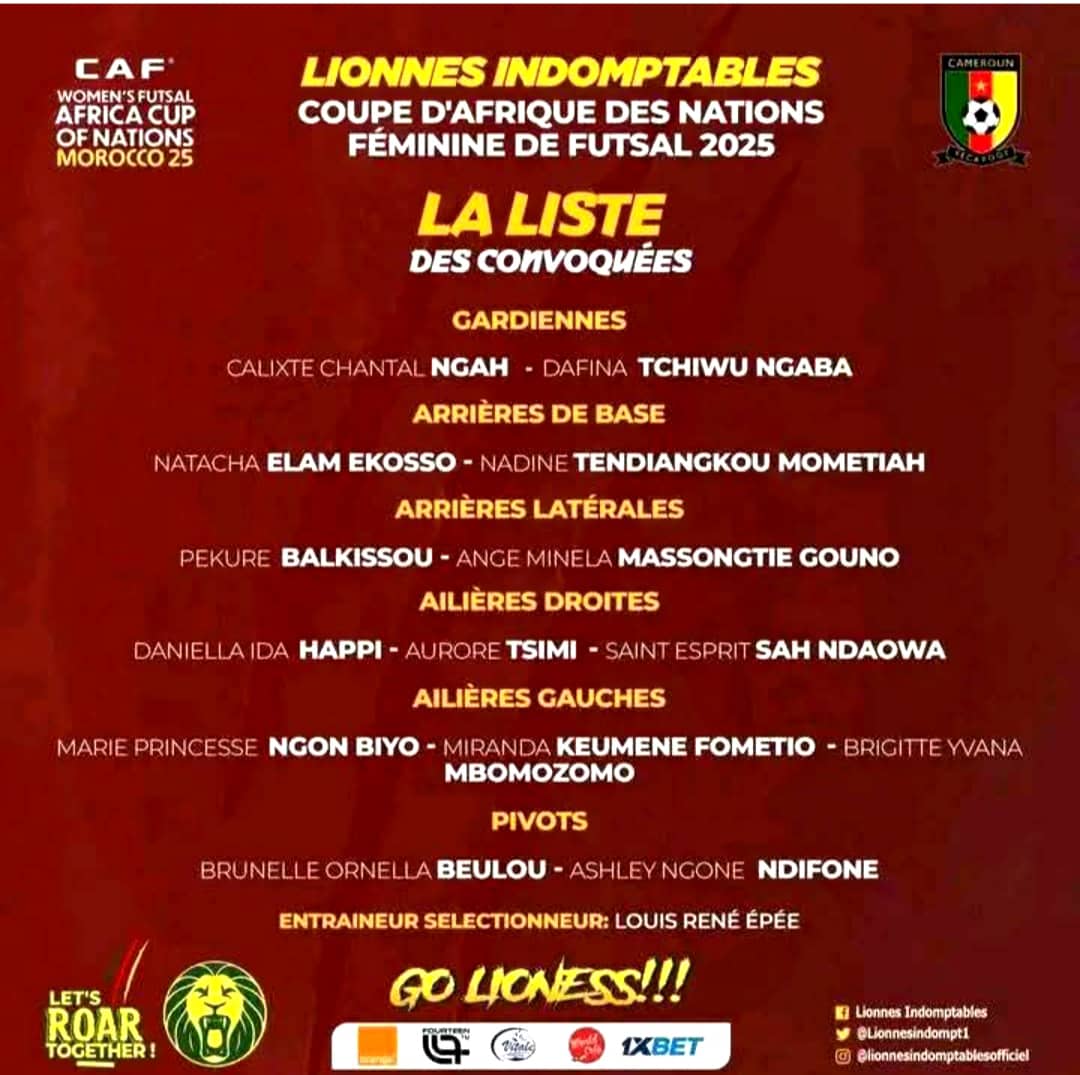 CAN Futsal Maroc 2025 : la liste des Lionnes Indomptables retenue est connue