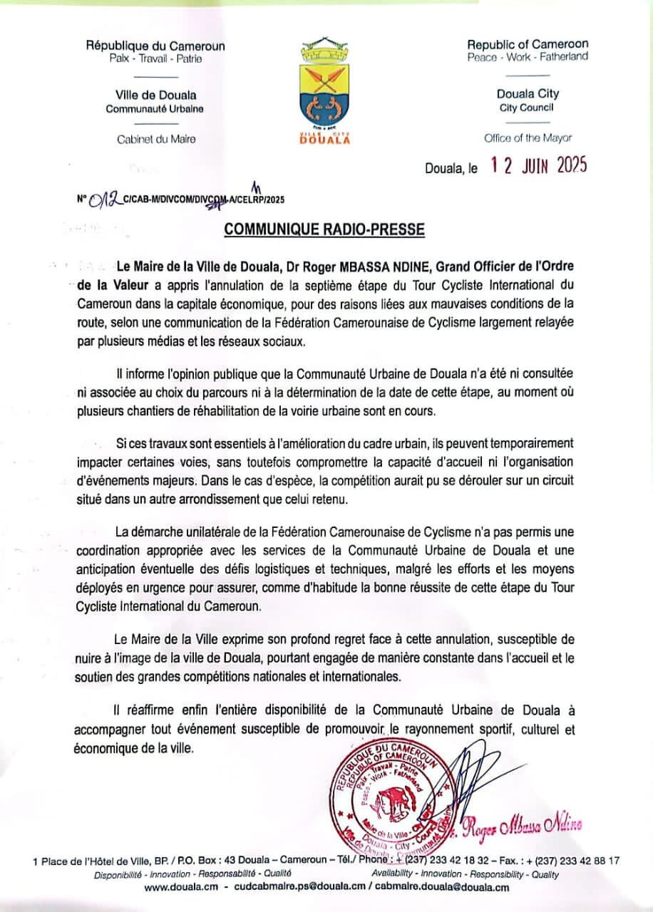 Tour cycliste du Cameroun : entre organisateurs et autorités, un conflit se dessine