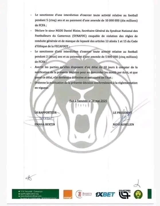 Fecafoot : Geremi Njitap subit une suspension de 5 ans