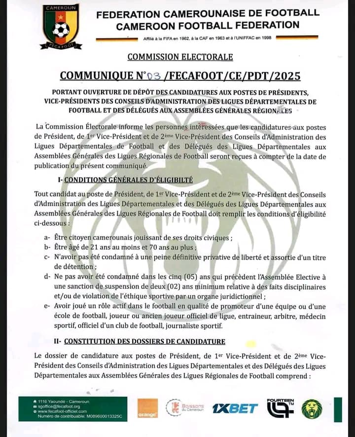 Élection à la Fecafoot : ouverture des dépôts de candidatures malgré le véto du Minsep