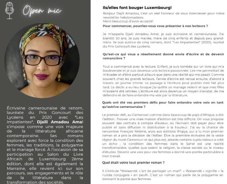 Littérature : Djaïli Amadou Amal : marraine du prochain Salon du livre africain de Luxembourg