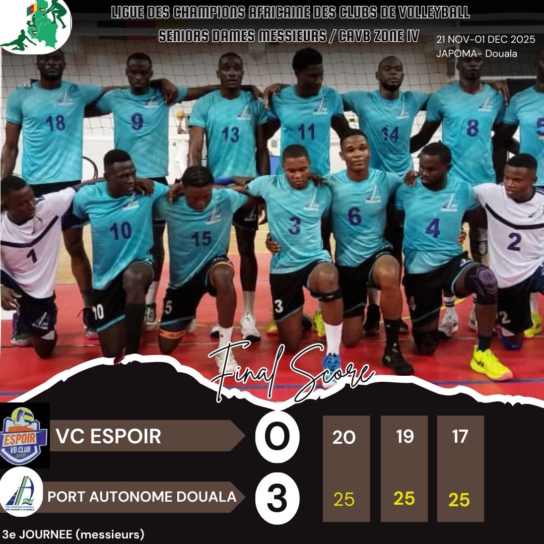 Champions League Africaine Cavb Zone 4 : Nyong et Kelle, PAD et Service National brillent à Douala