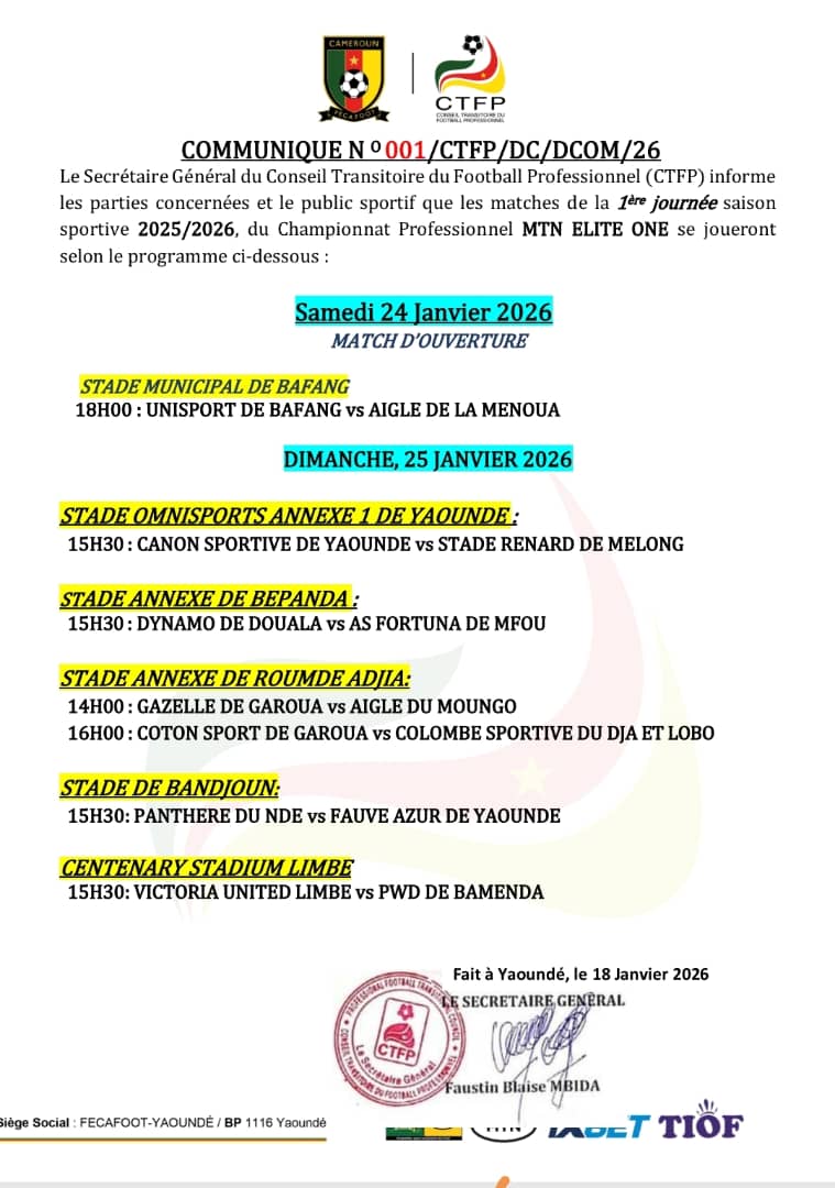 MTN ELITE ONE : les affiches de la première journée