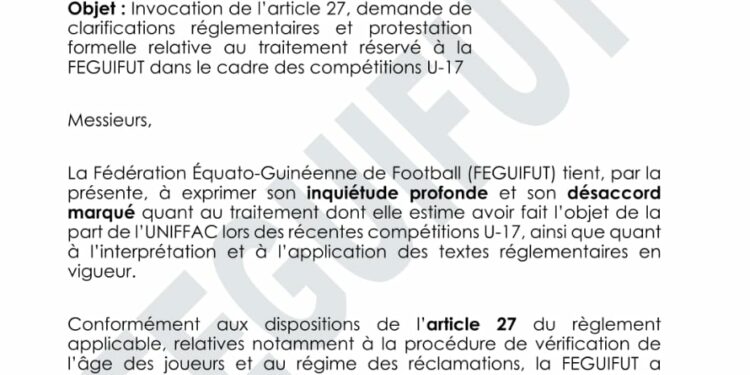 Uniffac U17 : la Feguifut ne décolère pas
