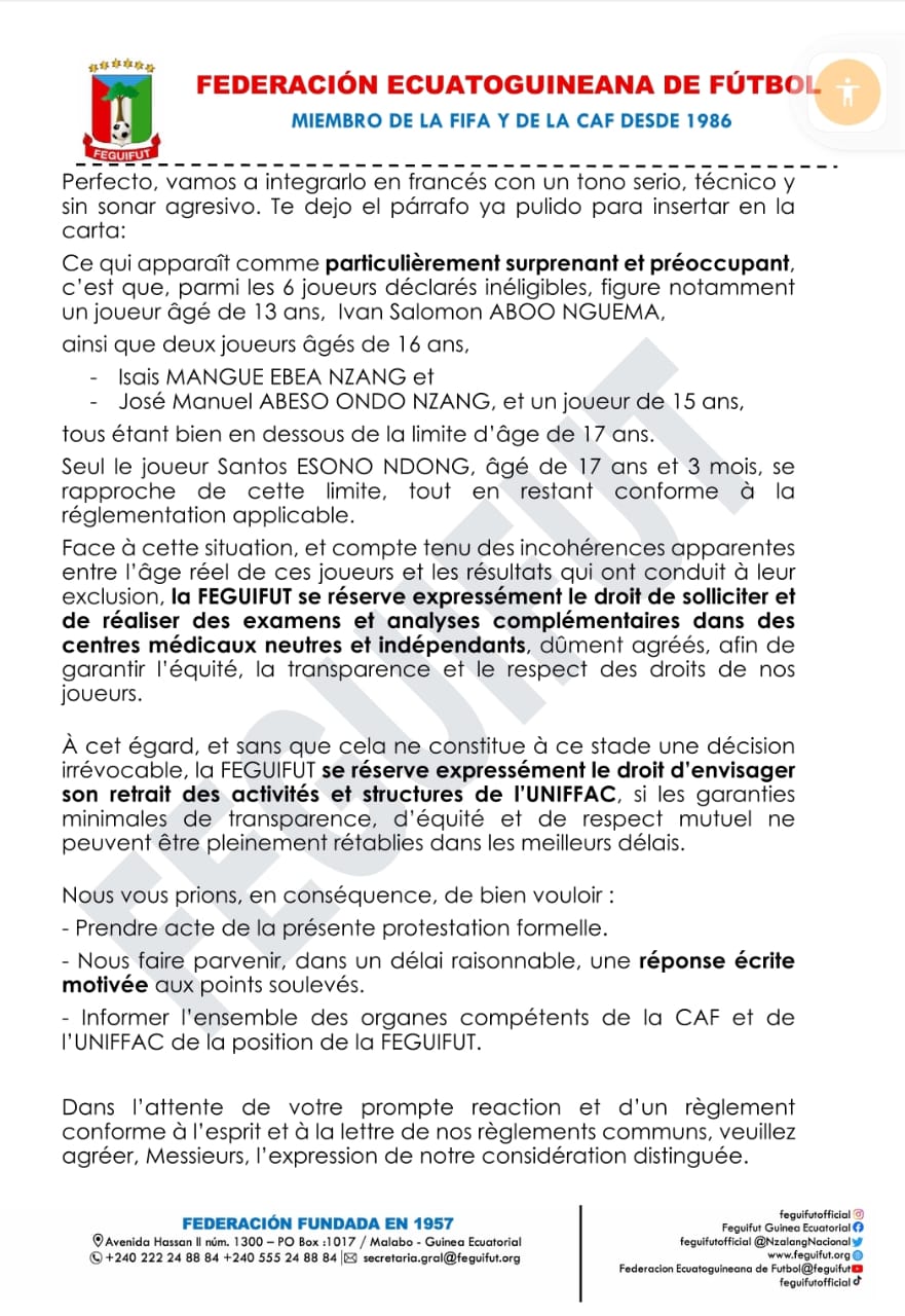 Uniffac U17 : la Feguifut ne décolère pas