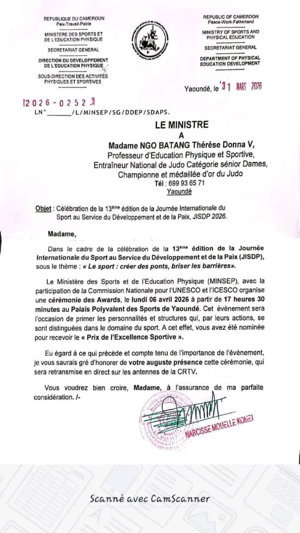 Ngo Batang Donna V Thérèse honorée : l’excellence du judo camerounais célébrée sur la scène internationale