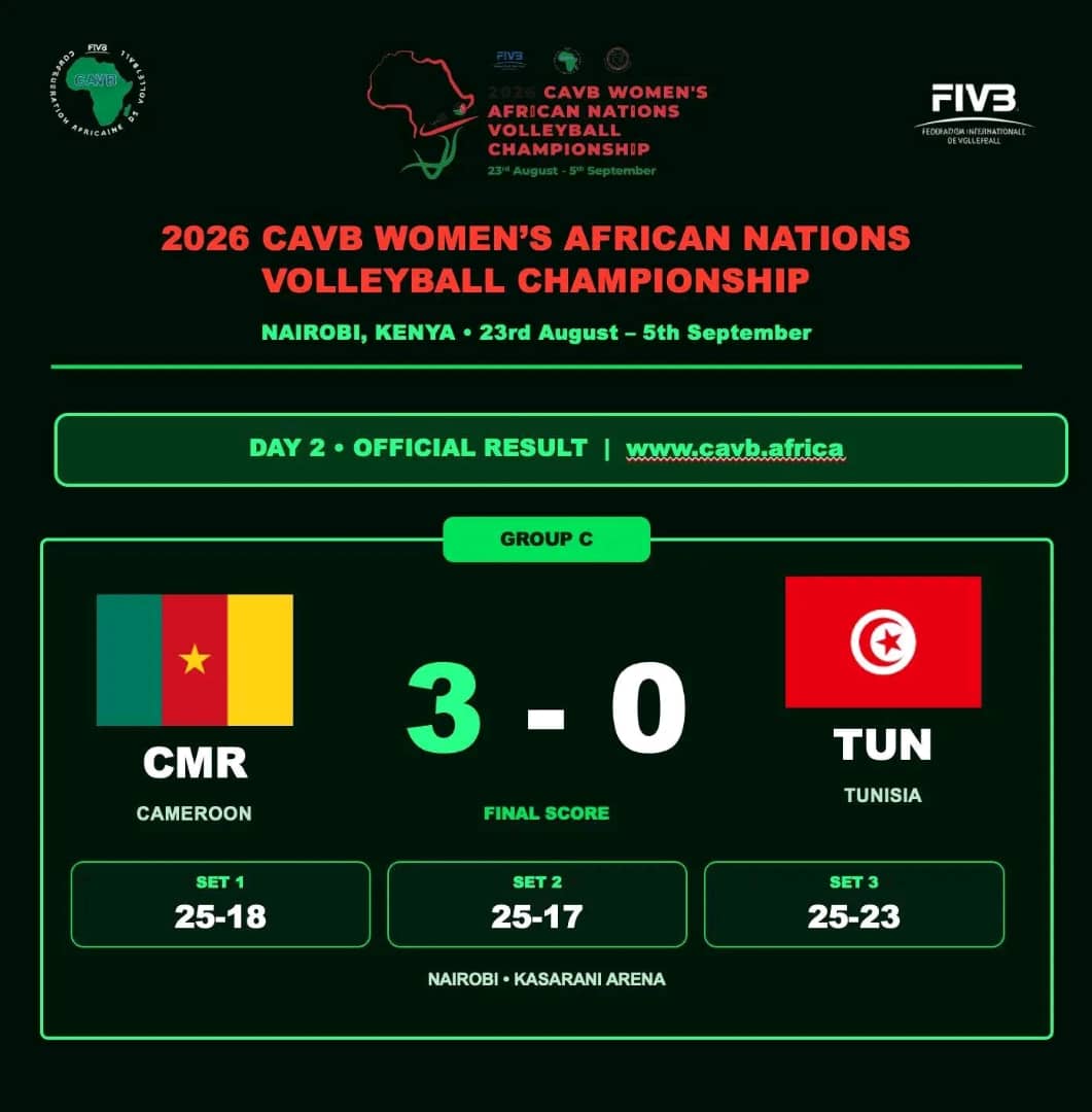 Championnat d'Afrique de Volleyball Dames Nairobi 2026 : les Lionnes indomptables du filet enchaînent face à la Tunisie