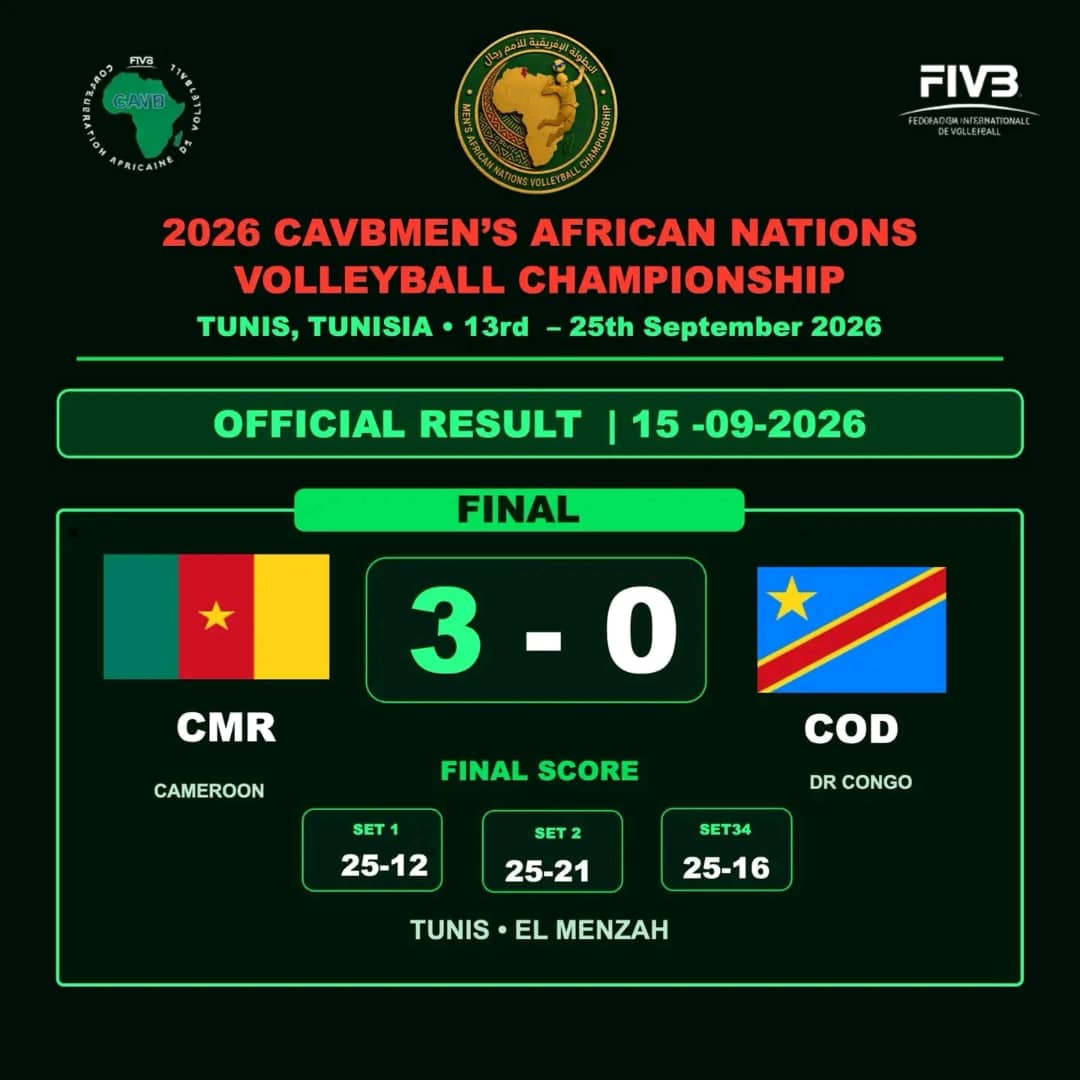 Chan séniors messieurs de volleyball 2026 : les lions indomptables du filet frappent d’entrée