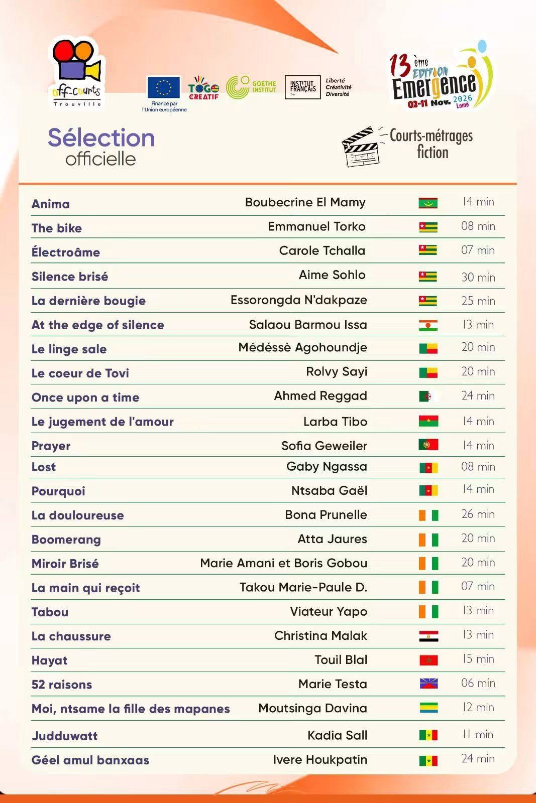 Émergence Films Festival 2026 : le Cameroun dans la liste des sélectionnés